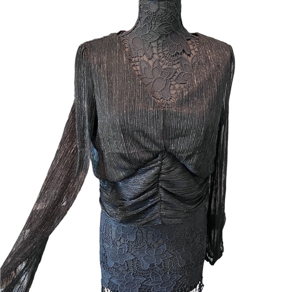 NWT Joie semi-sheer long sleeves gathered blouse - Picture 5 of 6